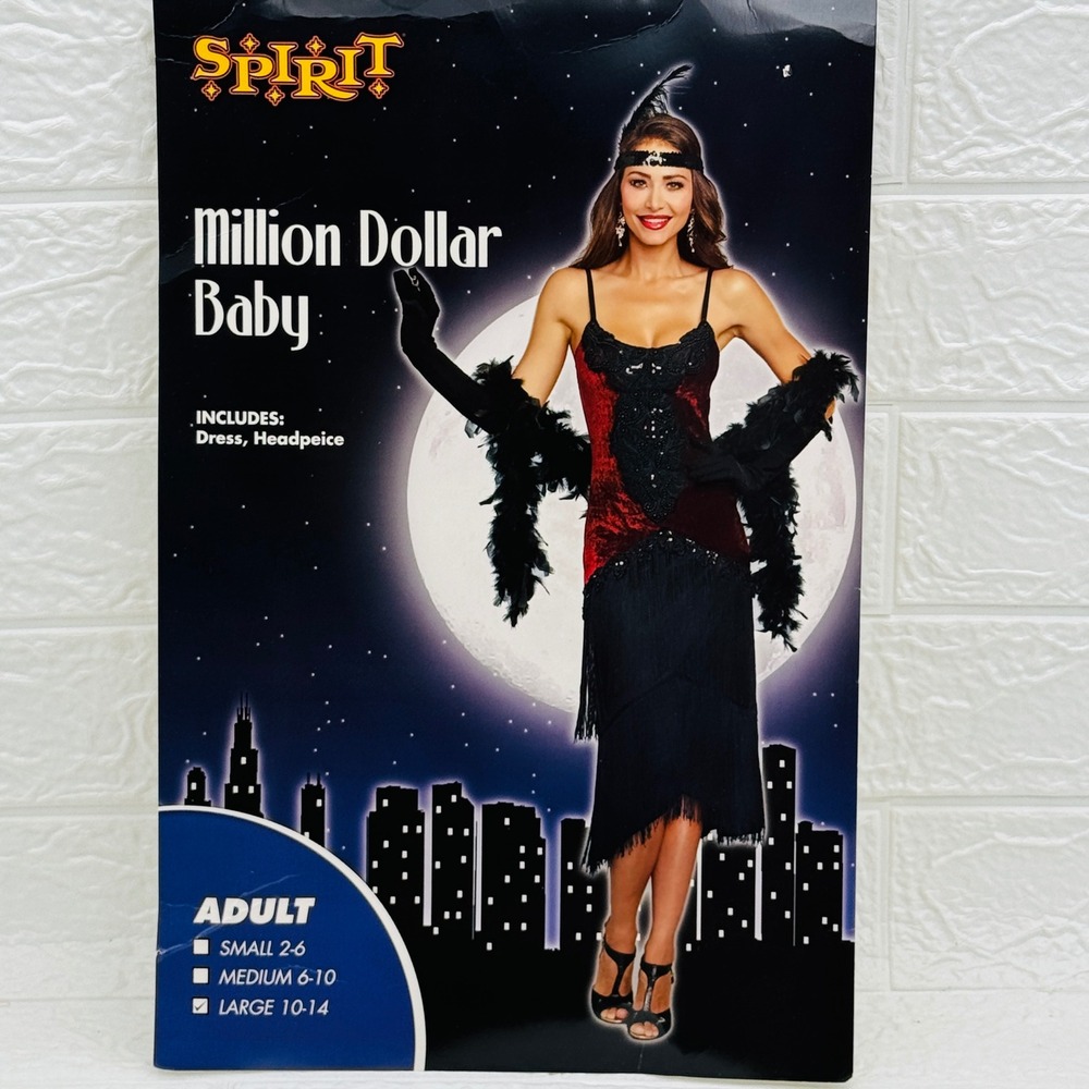 Spirit Million Dollar Baby Costume Adult Large Red Black Excellent 1920s Flapper